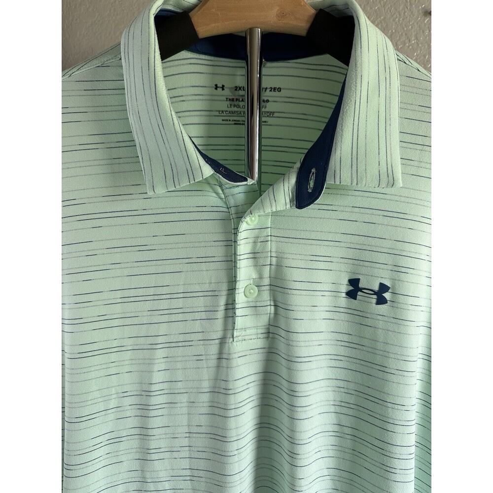 Under Armour Light Mint Green Striped Polo - Picture 2 of 10